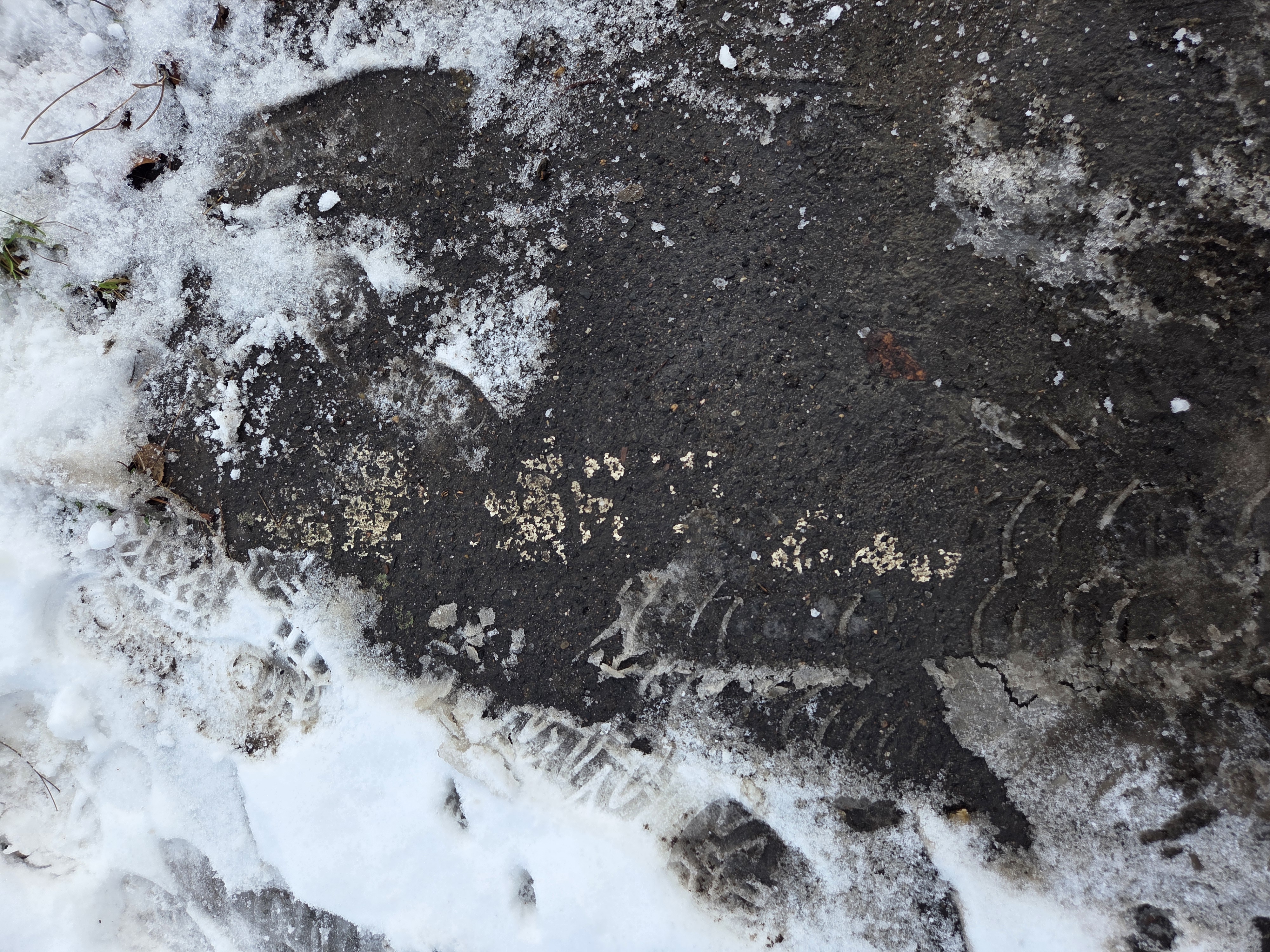 Da kann man die Überreste der Markierung erkennen.