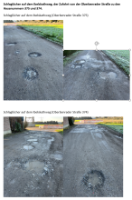Schlaglöcher auf dem Ibelskathweg (Oberbenrader Straße 375)